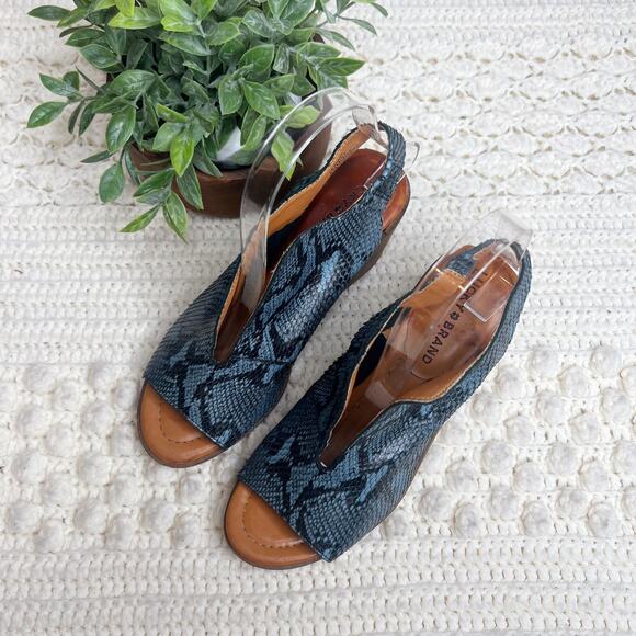 LUCKY BRAND Women's 6.5 Rhazy Bluestone Leather Snake Slingback Sandal Shoe NEW - Picture 16 of 16